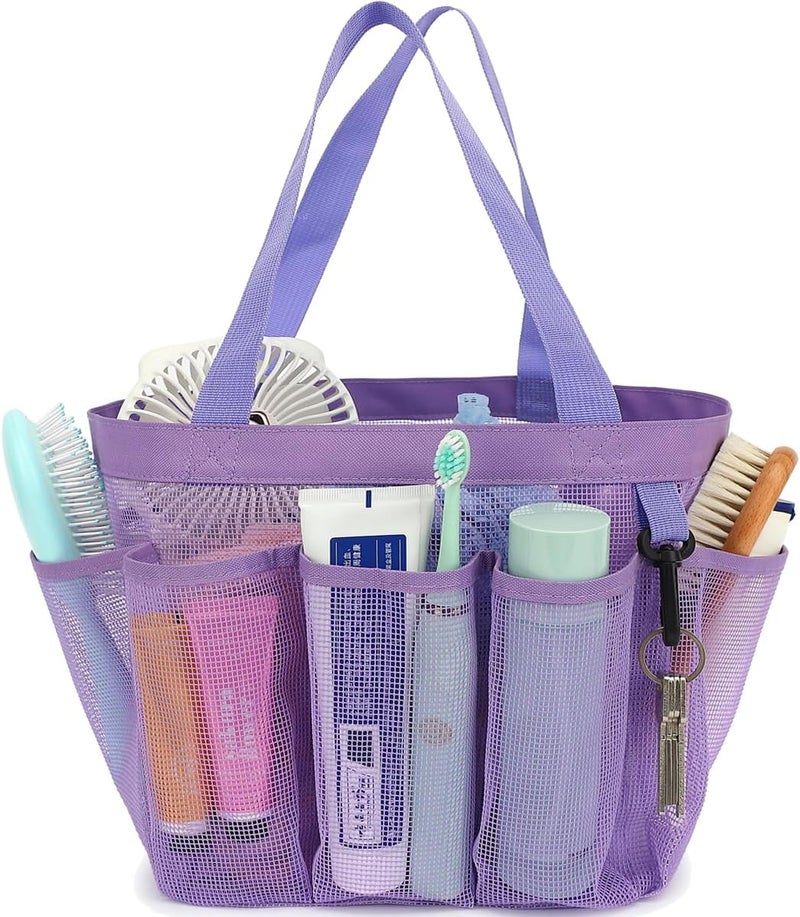 Fammart Mesh Shower Caddy Portable for College Dorm Room Essentials, 8-Pocket Large Shower Basket Tote Bag with 2 Handles for Toiletry, Bathroom, Beach, Camp, Gym - Image 1